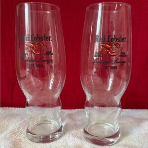 2 Vintage Red Lobster 🦞 Clear Cocktail Lounge Glasses Established 1968